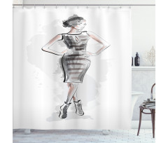 Slim Lady in a Dress Shower Curtain