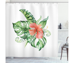Exotic Flower Leafy Bouquet Shower Curtain