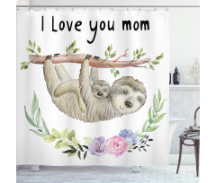 Mom Sloth and Baby Shower Curtain