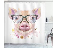 Pig Portrait with Spots Shower Curtain