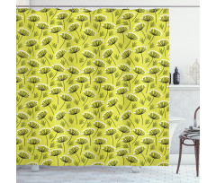 Doodle Style Branches Herbs Shower Curtain