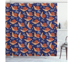 Leaves Polka Dots and Snails Shower Curtain