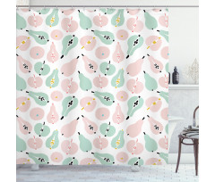 Apples Pears in Pastel Tones Shower Curtain