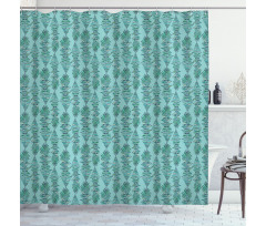 Vertical Strips with Leaves Shower Curtain