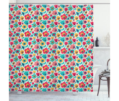 Graphical Flower Silhouettes Shower Curtain