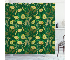 Retro Style Leaves Fruits Shower Curtain