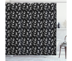 Polka Dots Chains Flowers Shower Curtain