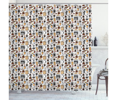 Moka Pot French Press Donut Shower Curtain