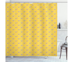 Cartoon Style Mini Creatures Shower Curtain