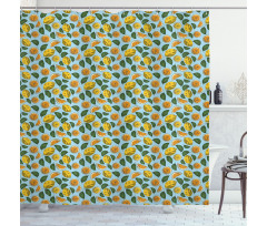 Sour Fruit and Leaves Pattern Shower Curtain