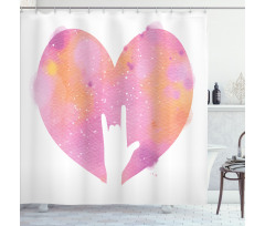 Watercolor Heart Rock Sign Shower Curtain