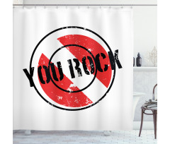 Grunge Look Stamp Graphic Shower Curtain