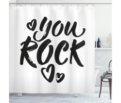 Monochrome Cursive Wording Shower Curtain