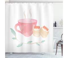 Watercolor Scones Cup Shower Curtain