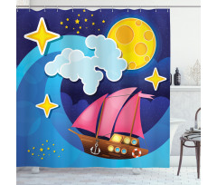 Sailing Boat Cartoon Shower Curtain