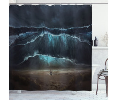 Gothic Wave Alone Woman Shower Curtain