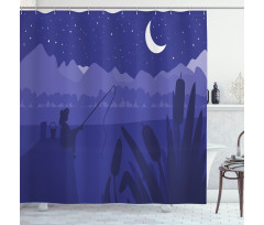 Fisherman Moon River Shower Curtain