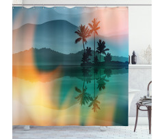 Sea and Palm Trees Art Shower Curtain