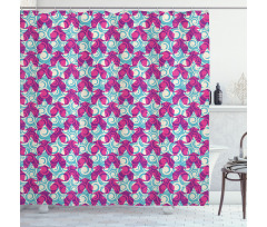 Swirl Wave Style Vivid Motifs Shower Curtain