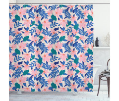 Soft Exotic Flower Leaves Shower Curtain