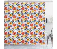 Flowers in Colorful Tones Shower Curtain