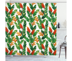 Vibrant Banana Leaves Art Shower Curtain