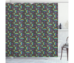 Ornate Rainbow Umbrellas Shower Curtain