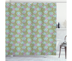 Ornate Round Spring Flower Shower Curtain