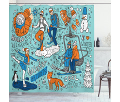 People Winter Activities Shower Curtain