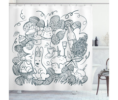 Monochrome Art Easter Shower Curtain