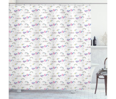 Unicorn Party Rainbow Stars Shower Curtain