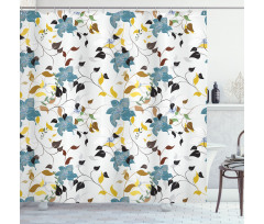 Colorful Flowers Leaf Shower Curtain