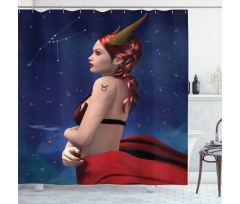 Taurus Girl Horns Sign Shower Curtain