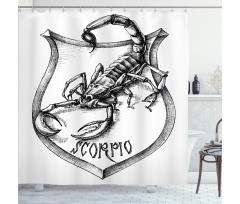 Black and White Scorpio Shower Curtain