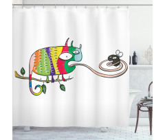 Chameleon on Branch Shower Curtain