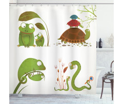 Snake Frog Ninja Reptile Shower Curtain
