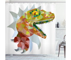 Colorful Mosaic T-rex Shower Curtain