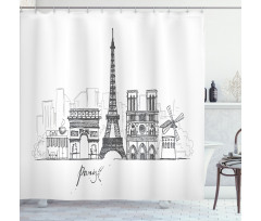 Retro Sketch Shower Curtain