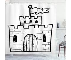 Monochrome Fortress Gate Shower Curtain