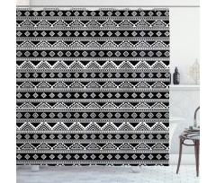 Monochrome Aboriginal Motifs Shower Curtain