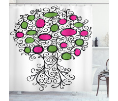 Pink Green Spring Tree Shower Curtain