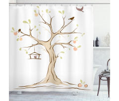 Apple Flying Birds Art Shower Curtain