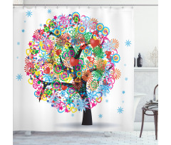 Blooming Flowers Heart Shower Curtain