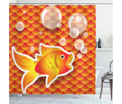 Cartoon Goldfish Bubble Shower Curtain