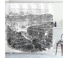 Vintage City Silhouette Shower Curtain