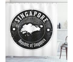 Grunge Round Typography Shower Curtain