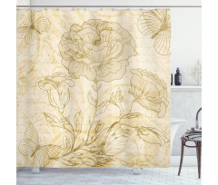 Roses and Butterflies Shower Curtain