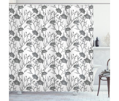 Blooming Flowers Buds Art Shower Curtain
