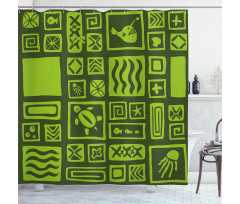 Tiki Pattern Aloha Doodling Shower Curtain