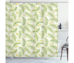 Botanical Plumeria Palm Leaves Shower Curtain